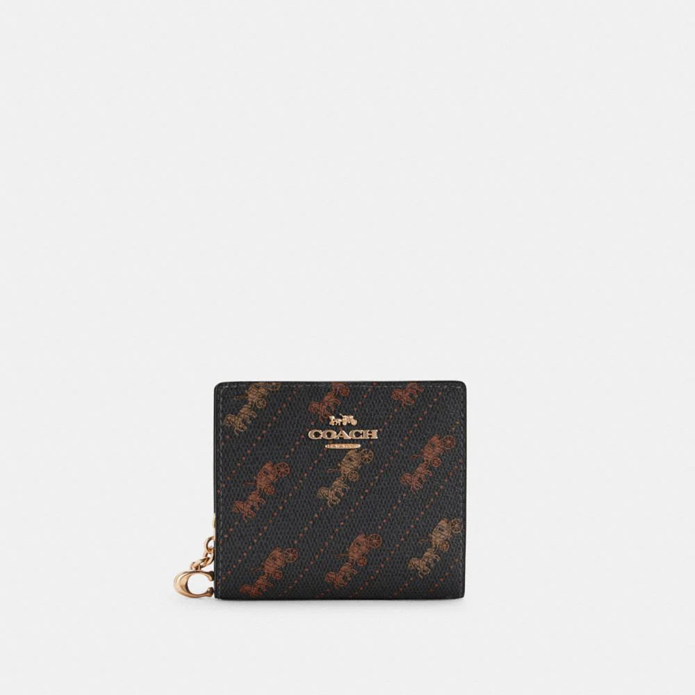 Coach] Outlet Signature Monogram Print Snap Bifold Wallet CF522