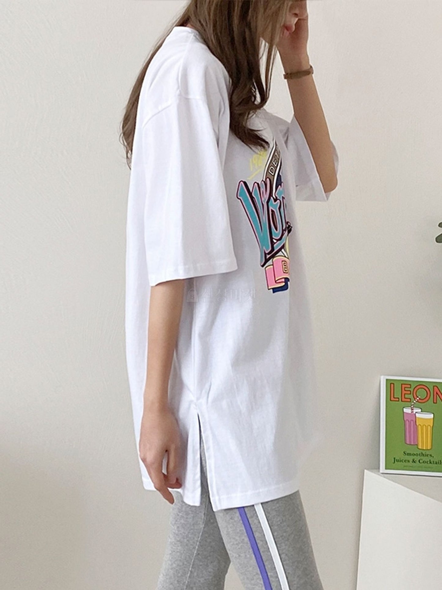 */HKD$98/* Bad Girl Box Short Sleeve Oversize Tee - 3 colors (LIN01_1190)