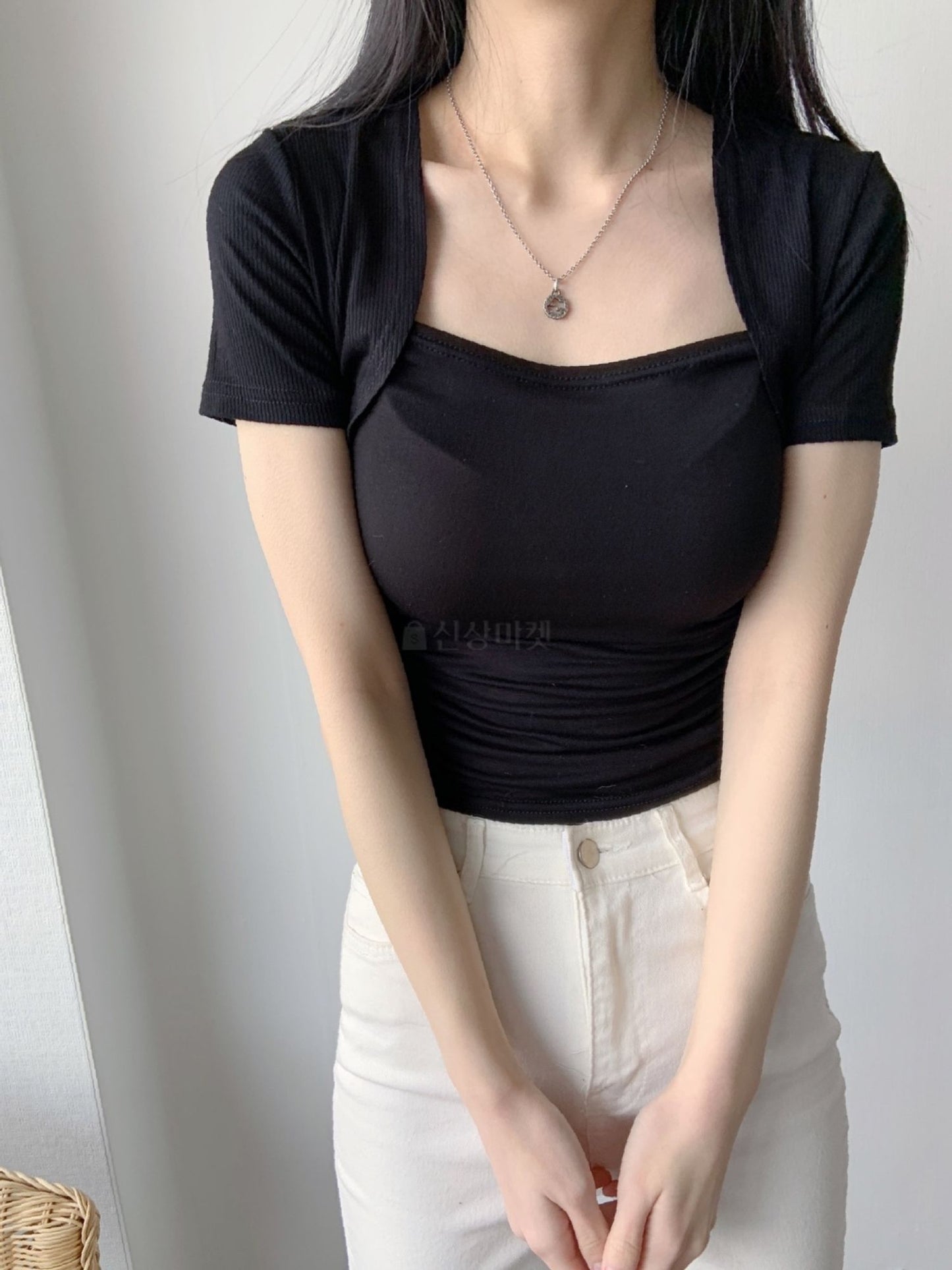 */HKD$98/* Shirring Bolero Short Sleeve Top - 3 colors (MAY01_2552)