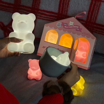 韓國Monosmile - 三個迷你矽膠無線Teddy Bear氣氛燈套裝